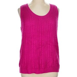 Chico’s Fuchsia Cable Knit Sweater Shell 3